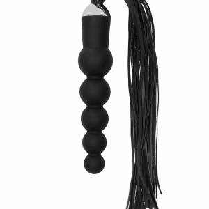 Black Whip with Curved Silicone Dildo - Black