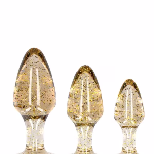 Acrylic Goldchip Butt Plug Set - Gold
