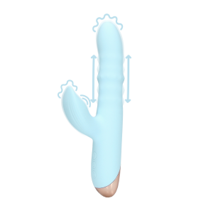 Pulse Wave En Op-en-neer Beweegbare Cockring Vibrator - Arctic Blauw